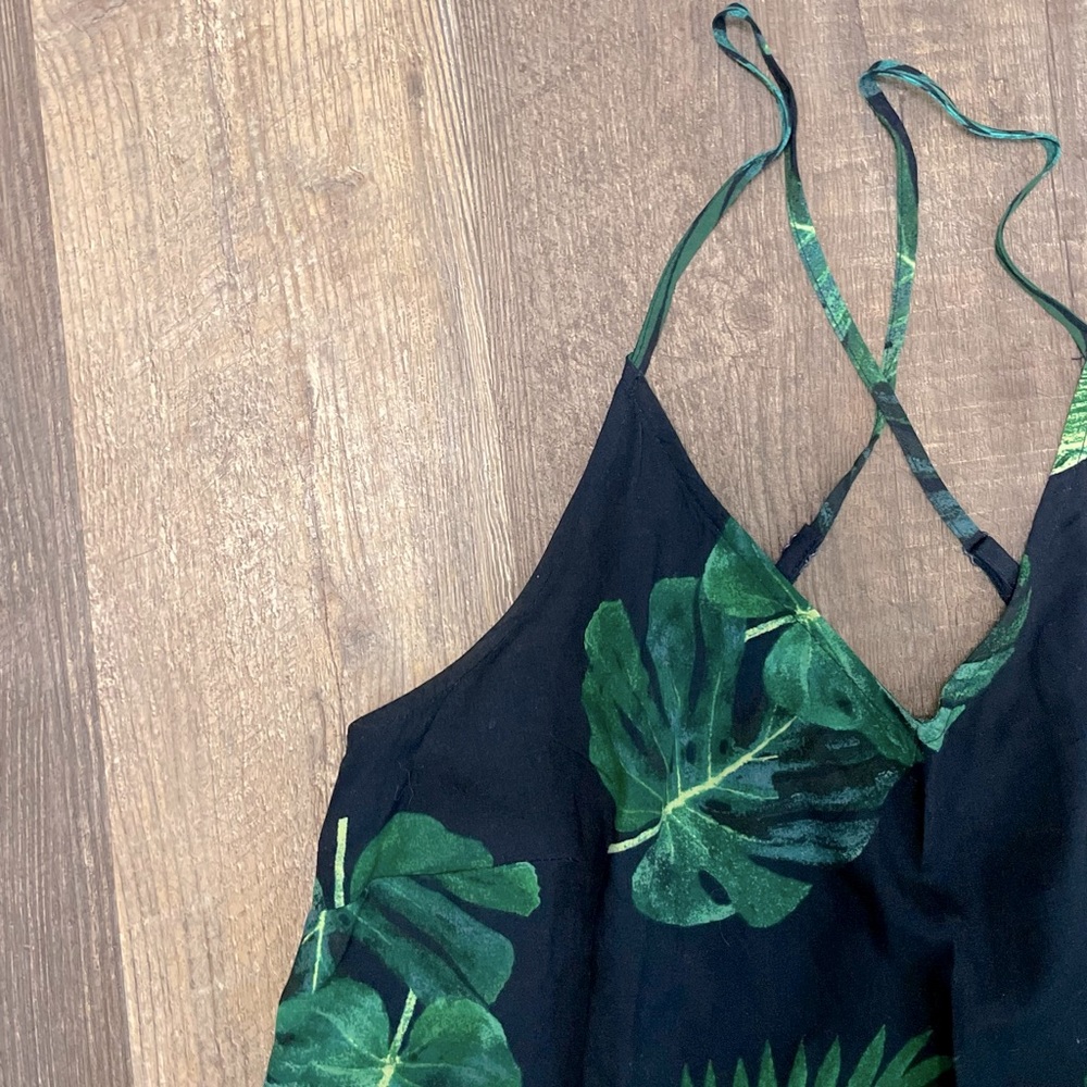 Tall Old Navy Shift Dress, Spaghetti Strap, Slip On, Knee Length, Tropical, Med